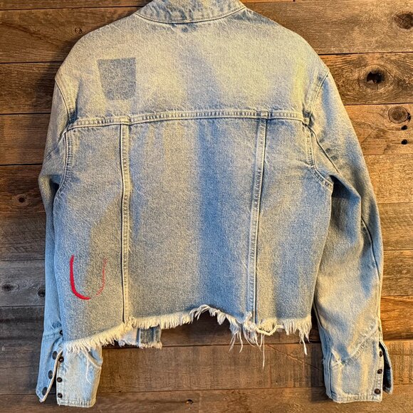 Free People Cropped Denim Jacket in S - Picture 4 of 5